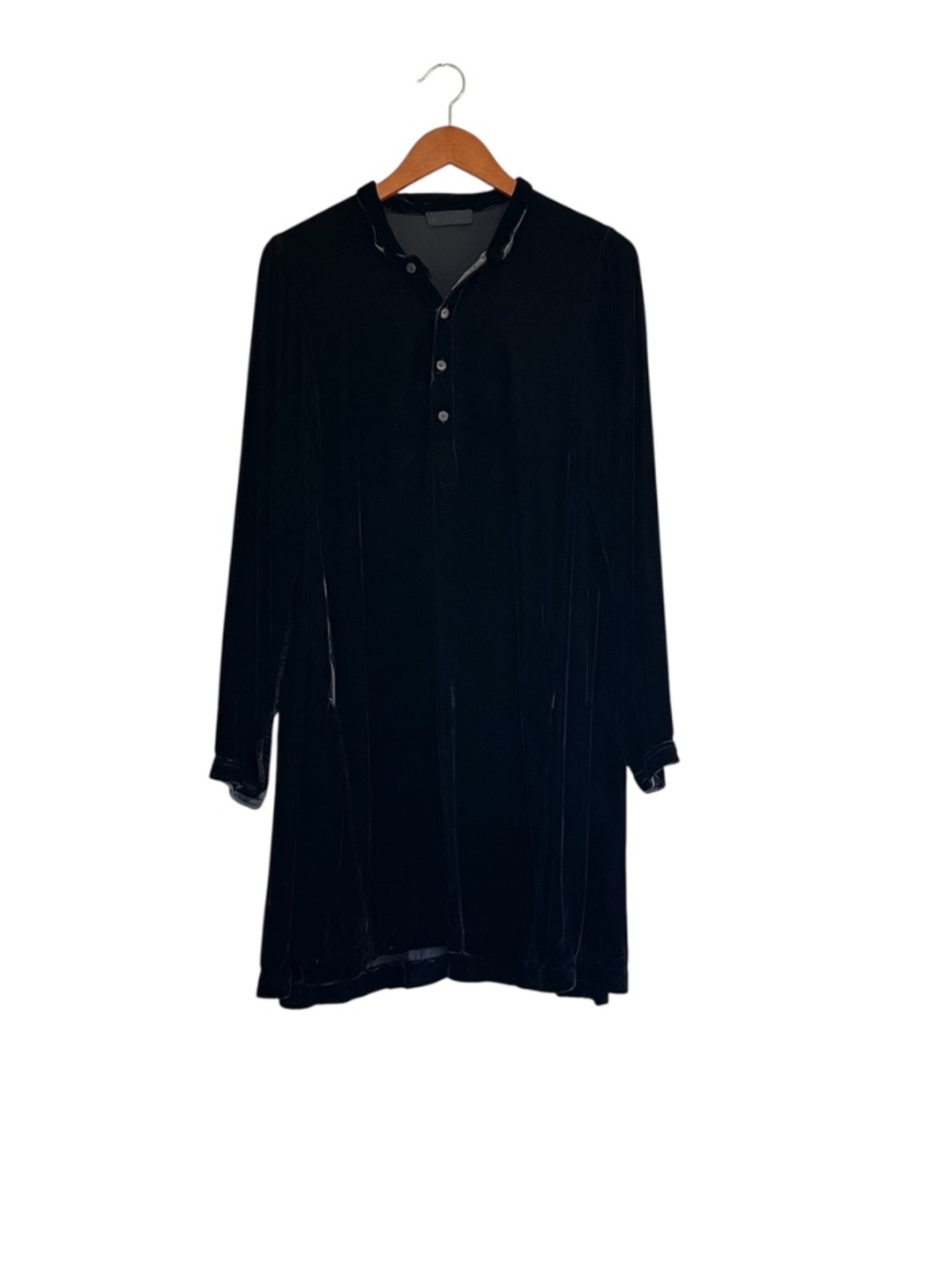 CP Shades Jasmine Velvet Silk Tunic Dress XS Black Lagenlook Pockets Goth Chic - Picture 2 of 13